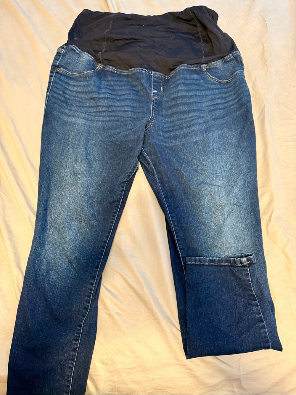Isabel  Dark Blue Maternity Denim Jeans with Black Stretch Waistband